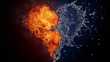 Sometimes fire plus water equals love! If you like this Love Contrasts wallpaper, get it free on your computer. Love contrasts make the world go round!