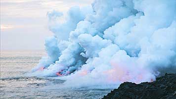 The most spectacular eruptions happen when the volcano is near an ocean or a sea. The hot lava pours into the ocean, leaving behind fluffy clouds of smoke on the water! If you want to see it too, just set the Smoke on Water wallpaper on your home screen!